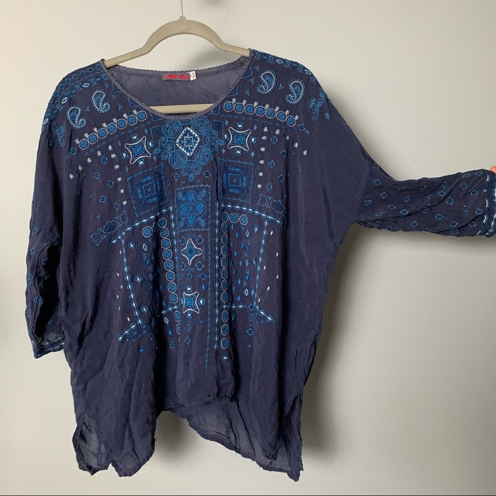 JOHNNY WAS EMBROIDERED TOP